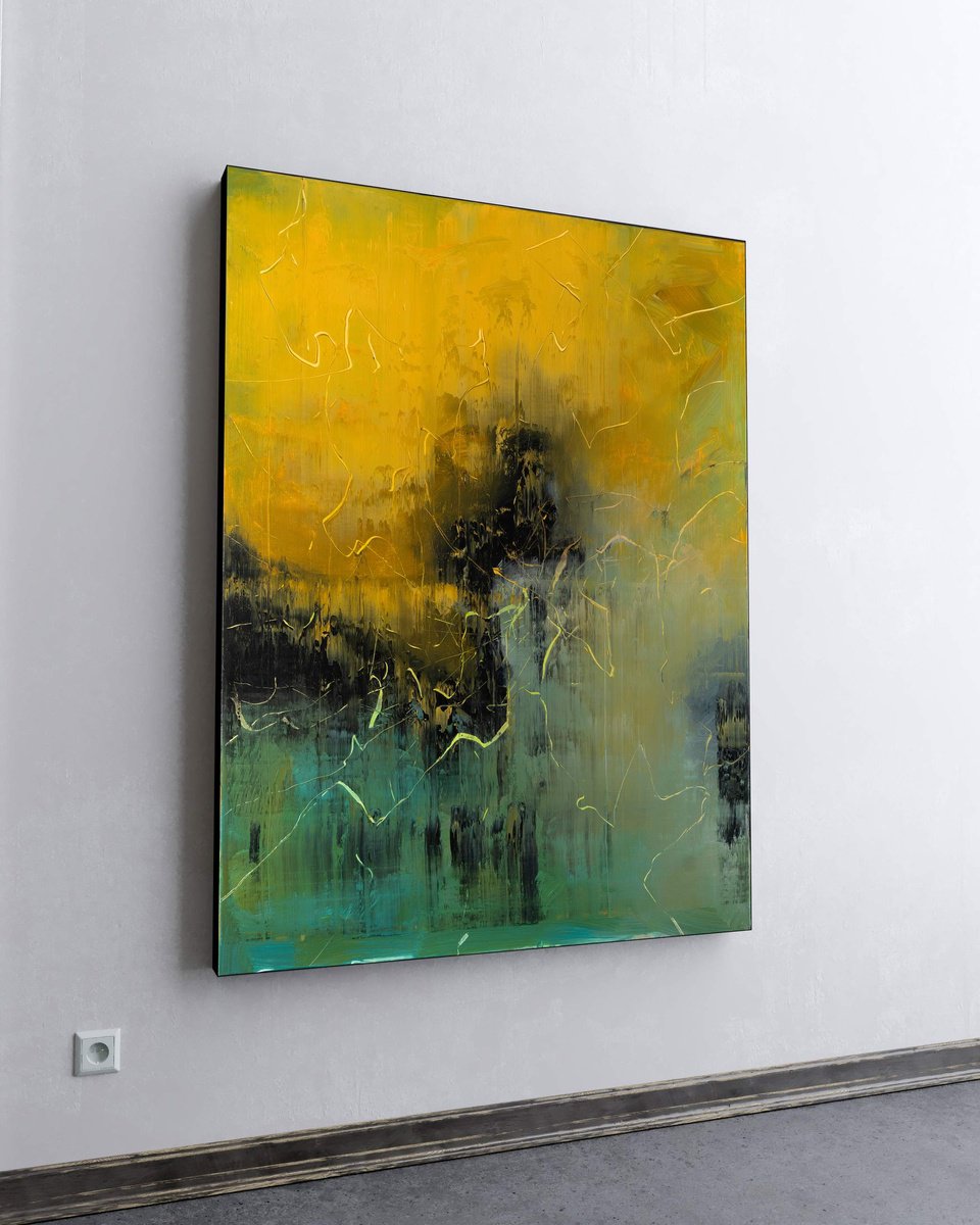 Organic Abstract Acrylic Painting By Nemanja Nikolic, 36 X 48", Peek Into The Past, Original Artwork