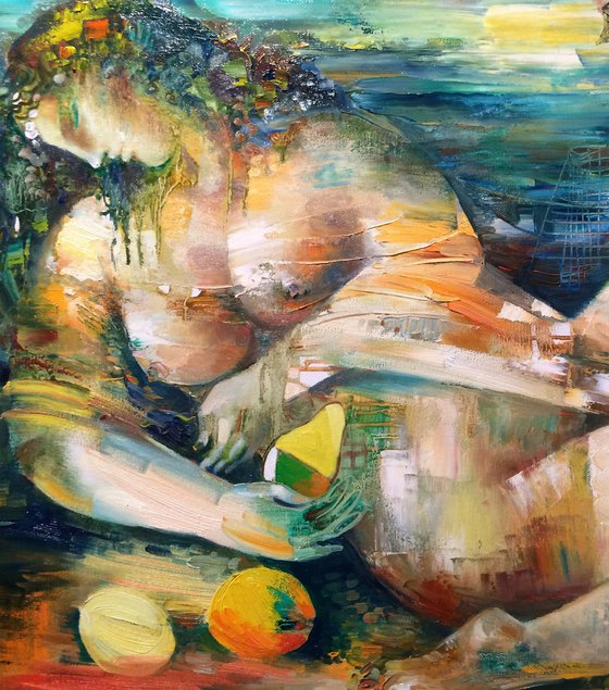 The woman and the fisherman (56x80cm oil/canvas)
