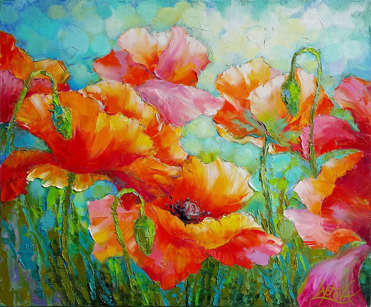 Poppies 2017 Oil Painting By Viktoria Lapteva Artfinder   A8aa69392e2b493fb364ea93baf161a2 