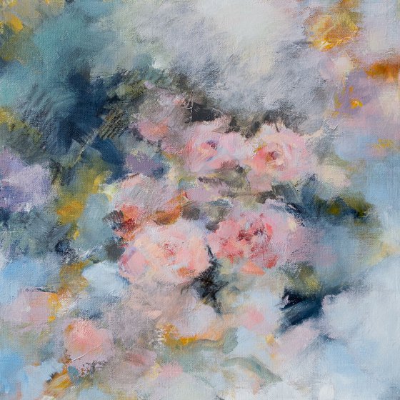 Roses impressionnistes - Mixed media painting