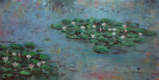 Monet garden 3, 48x24 inches