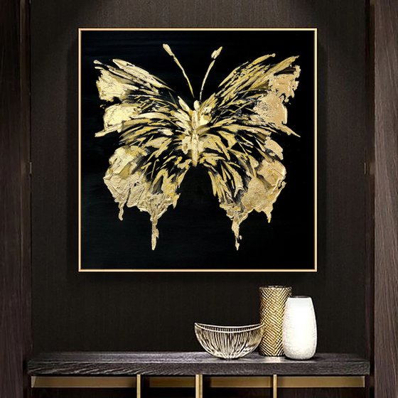Gold Black abstract butterfly.