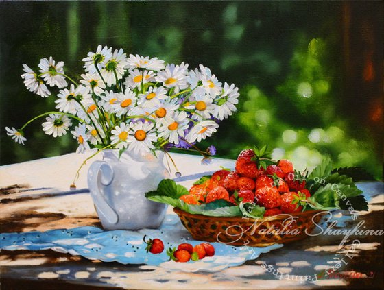Strawberries and Flowers, A serene summer's day