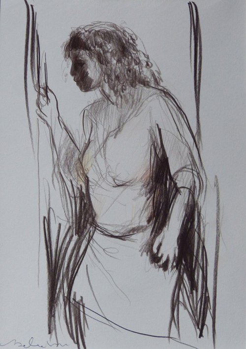 Morning 2, pencil sketch 29x21 cm by Frederic Belaubre