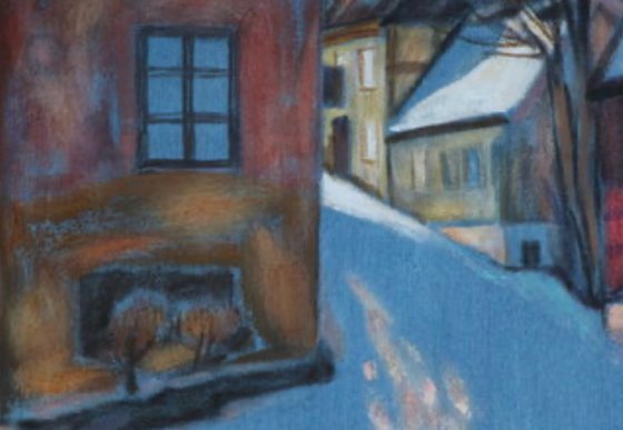 Denim seria.Blue shadows of February