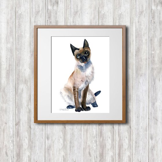 Siamese Cat Original Watercolor painting