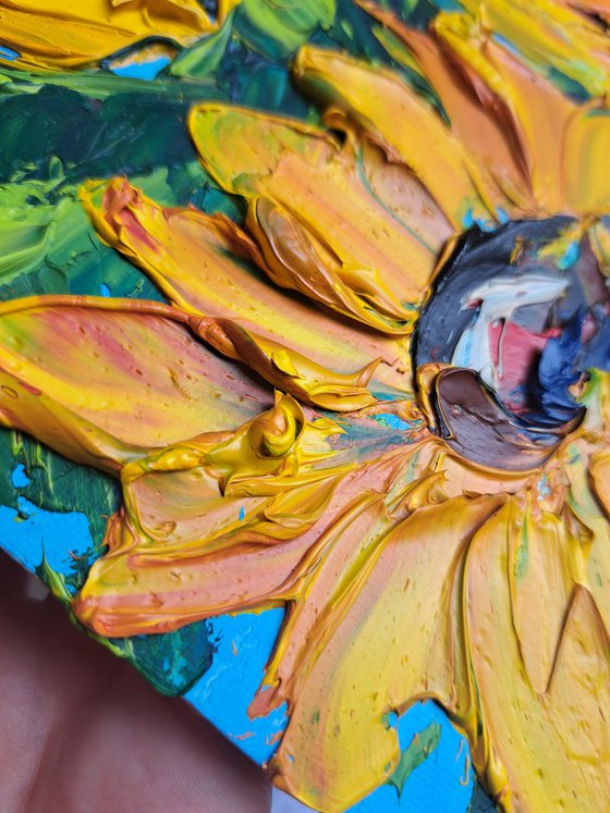 Sunflowers impasto