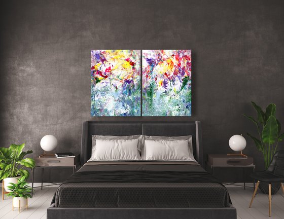 Magic Flowers - diptych - 2 paintings