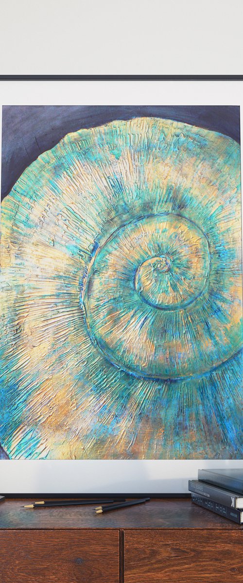 Ammonite (textured artwork of a fossil ammonite) by Carolynne Coulson