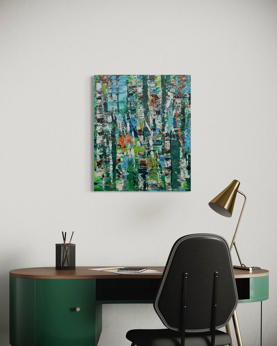 Whisper of the birch grove. Triptych