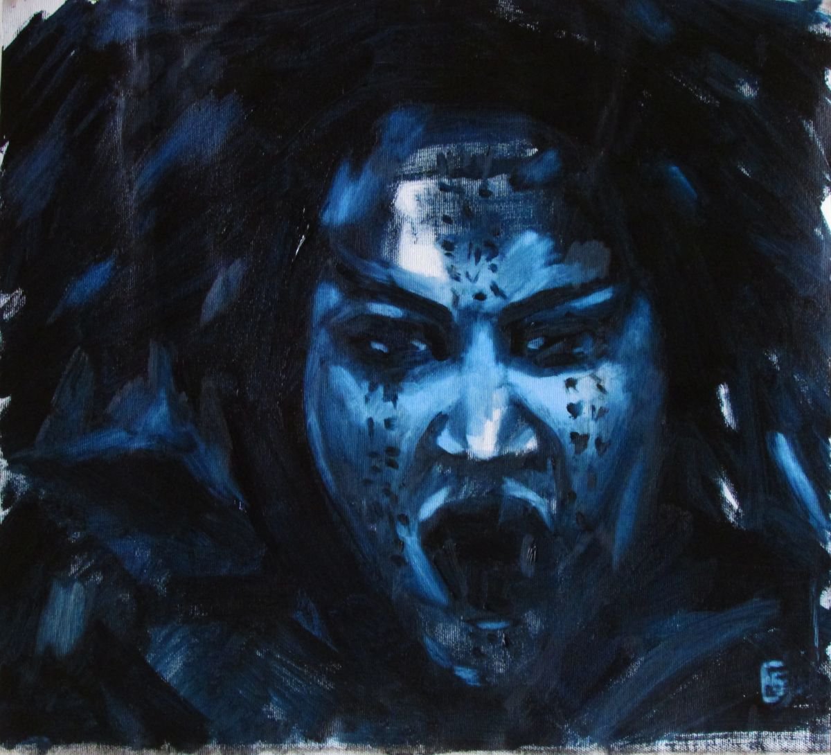 Impressionistic Portrait Oil Painting By Kateryna Bortsova, 17 X 16", Scream / The Mummy, Original Artwork