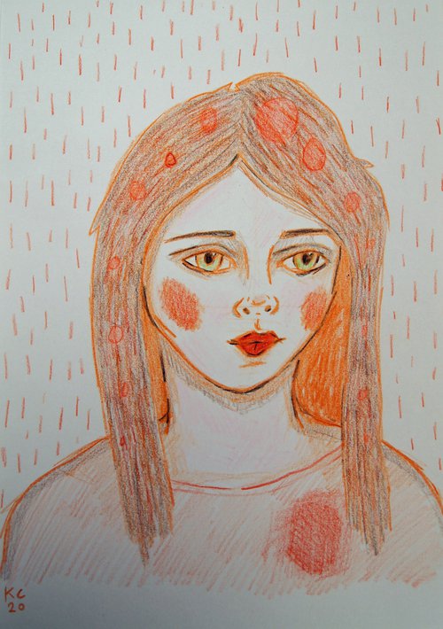 Red and Orange Portrait by Kitty  Cooper