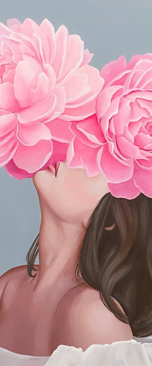 Inhaling the scent of peony by Elina Zelena