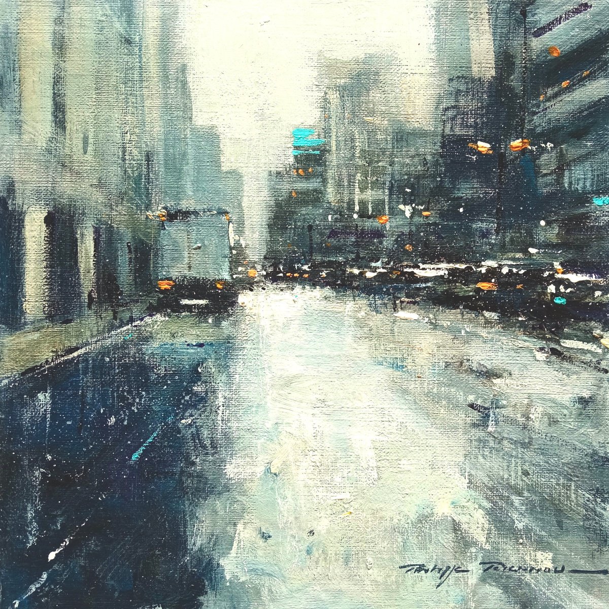  Matin De Neige i? Brooklyn N° 2133 By Philippe Perennou, 8 X 8, Artwork For Sale On Artfinder