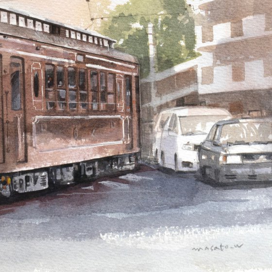 Retro Tram on the Curve