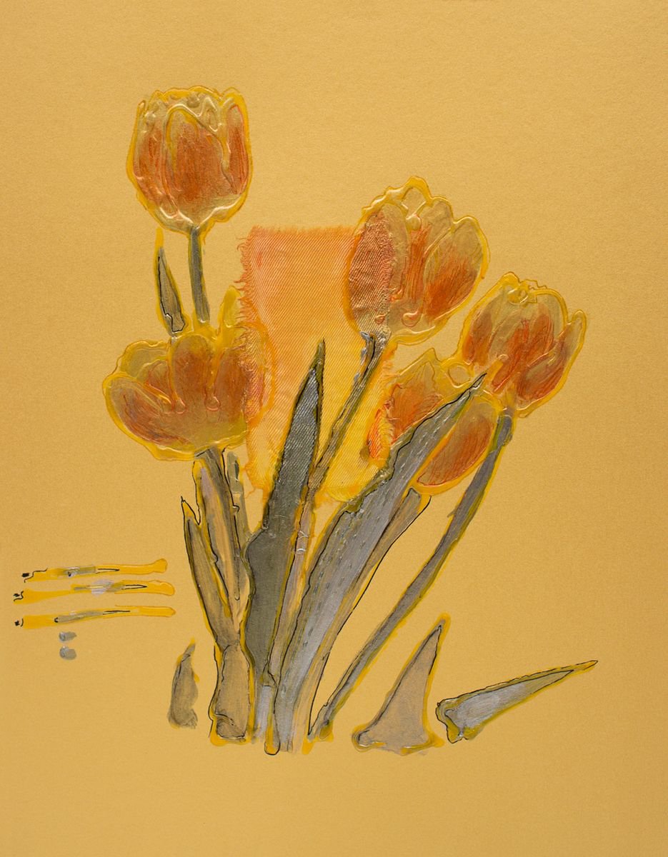Orange-yellow tulips by Vlada Lisowska