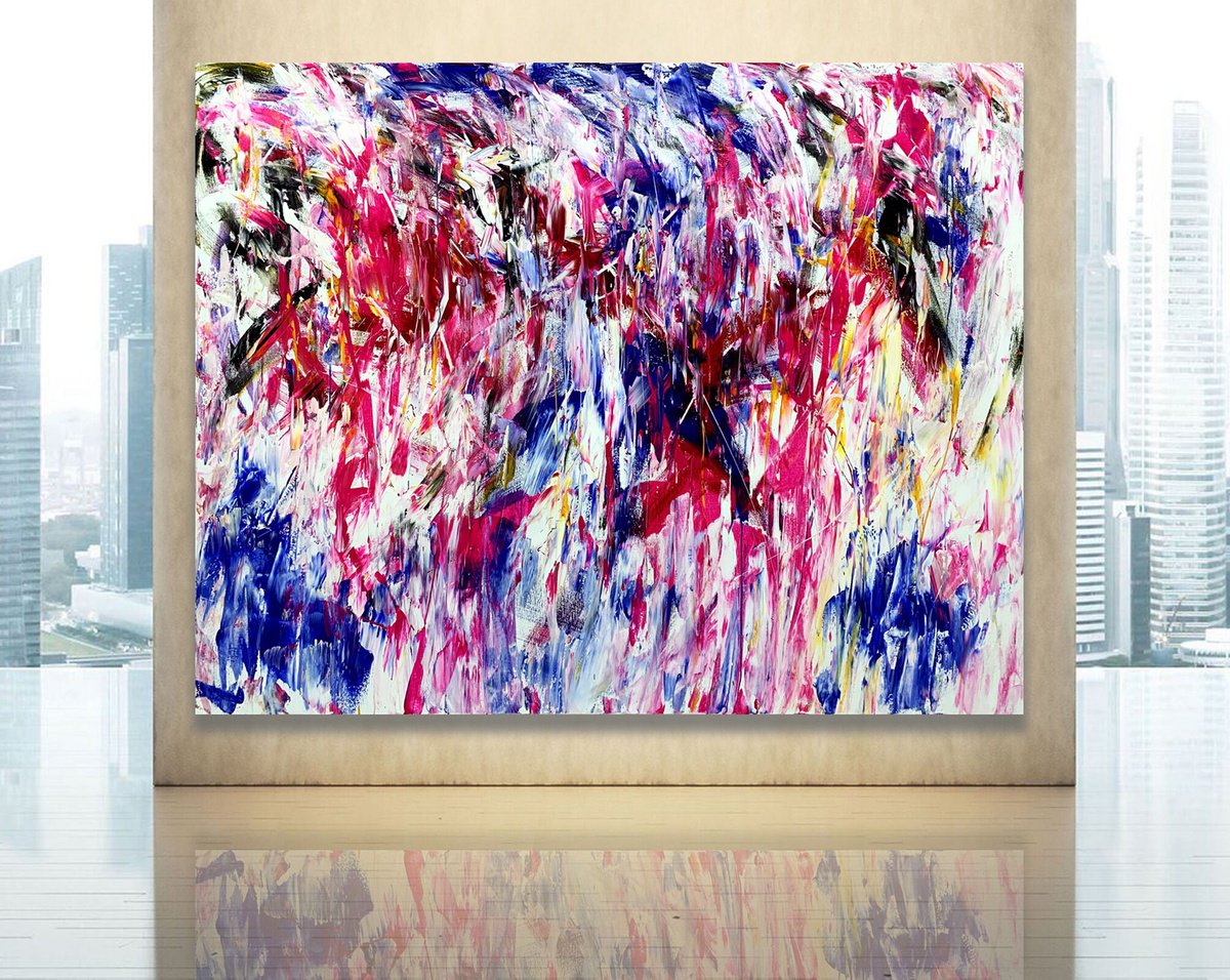 Organic Abstract Acrylic Painting By Estelle Asmodelle, 84 X 66, Fleeting Embrace, Original Artwork