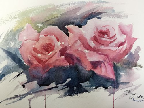 Twin roses by Jing Chen