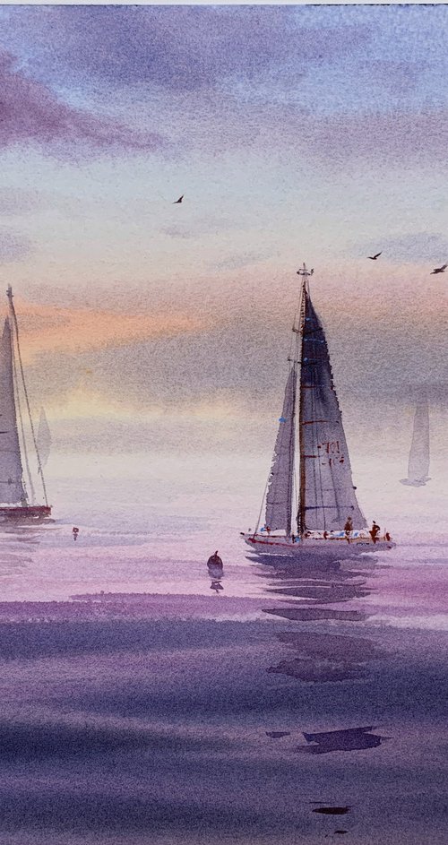 Yachts at sea #7 by Eugenia Gorbacheva