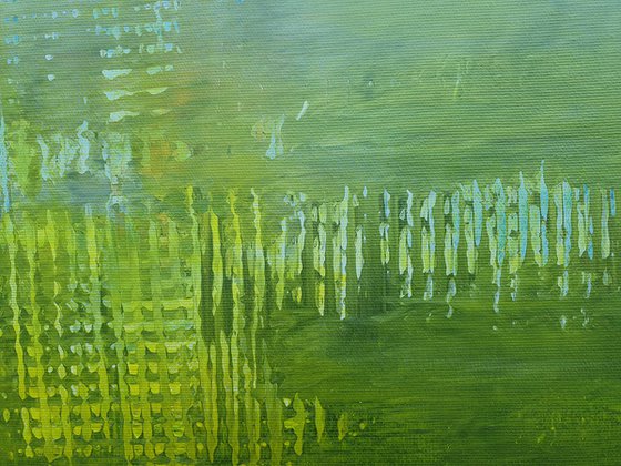 Green fields - minimalistic abstract painting