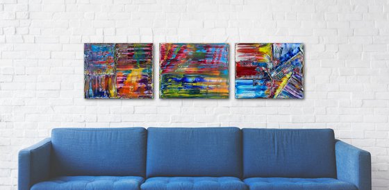 "You Know How We Do" - Save As A Series - Original PMS Oil Painting Triptych on Canvas- 60 x 16 inches