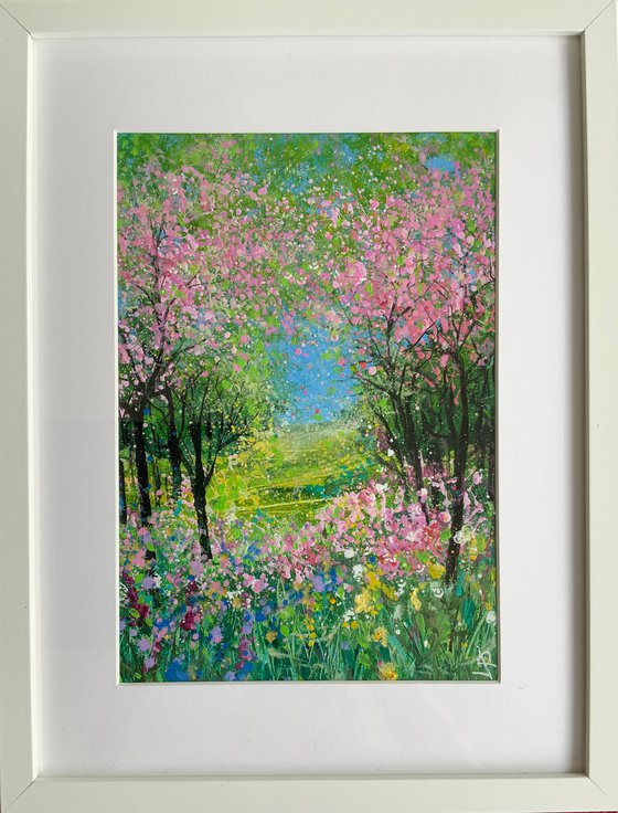 Cherry Blossom and Wild Flora Landscape