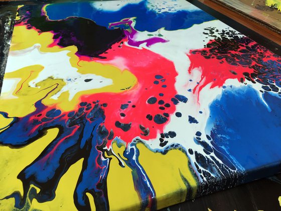 "Dragon In Flight" - Original Abstract PMS Acrylic Painting, 18 x 24 inches