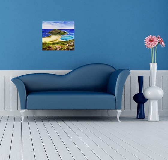 Cyprus, Greece, original landscape sea island oil painting, Gift, bedroom painting