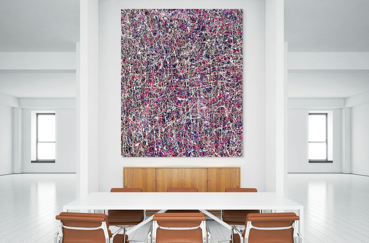 Organic Abstract Acrylic Painting By Estelle Asmodelle, 53 X 65, Strings Part 1, Original Artwork