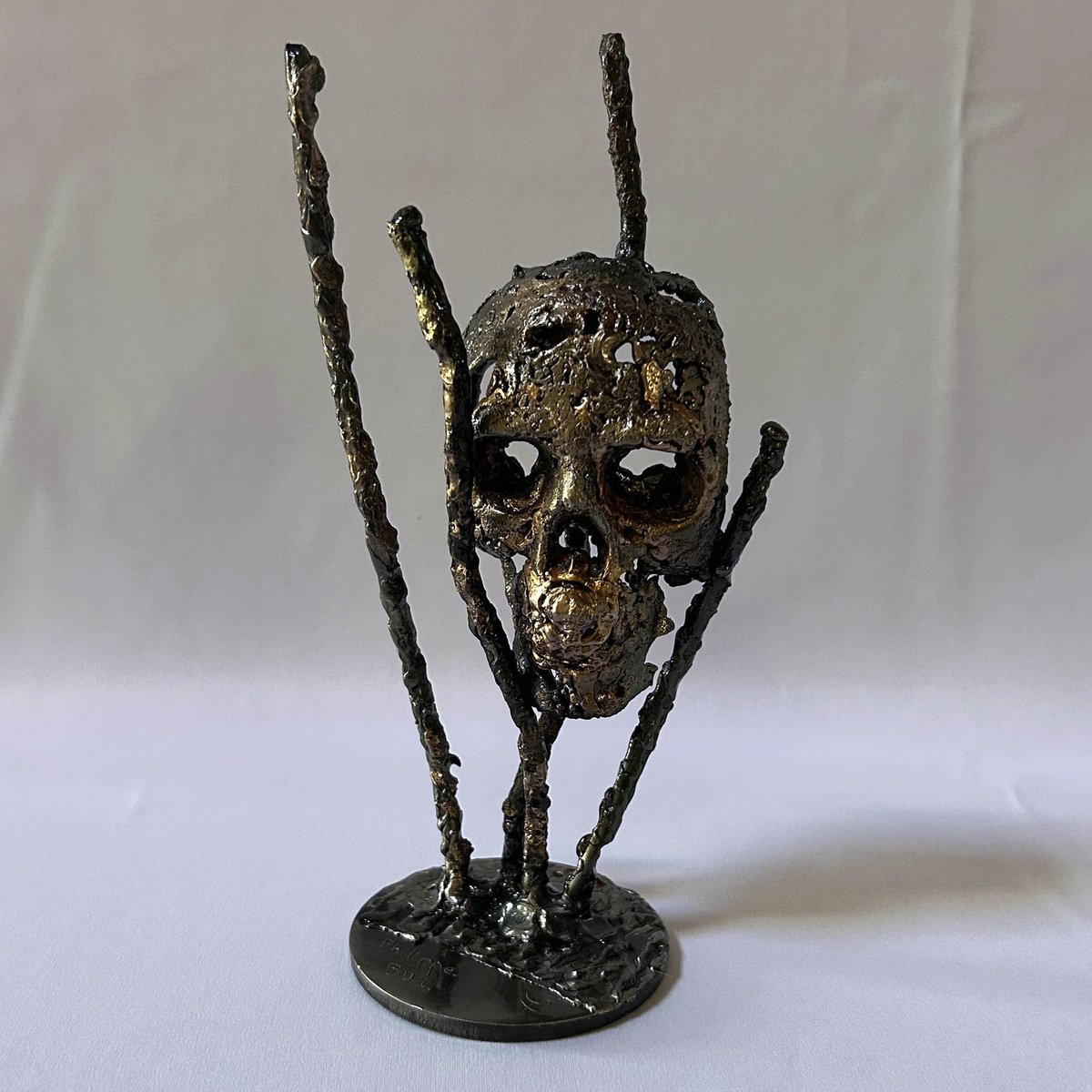 Expressive Still Life Sculpture By Philippe Buil, 5 X 9", Skull 53-25, Original Artwork