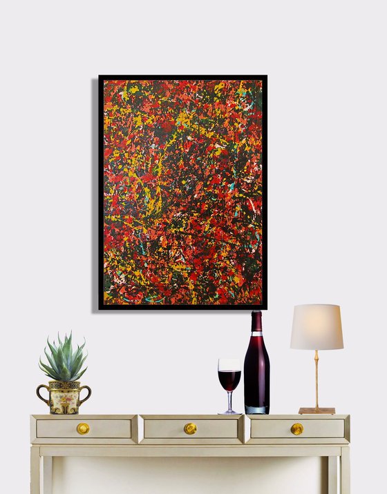 AUTUMN, Pollock style, framed