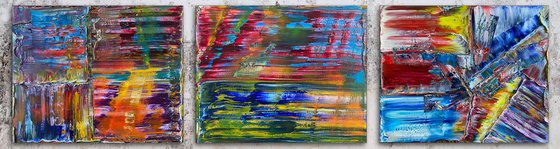 "You Know How We Do" - Save As A Series - Original PMS Oil Painting Triptych on Canvas- 60 x 16 inches