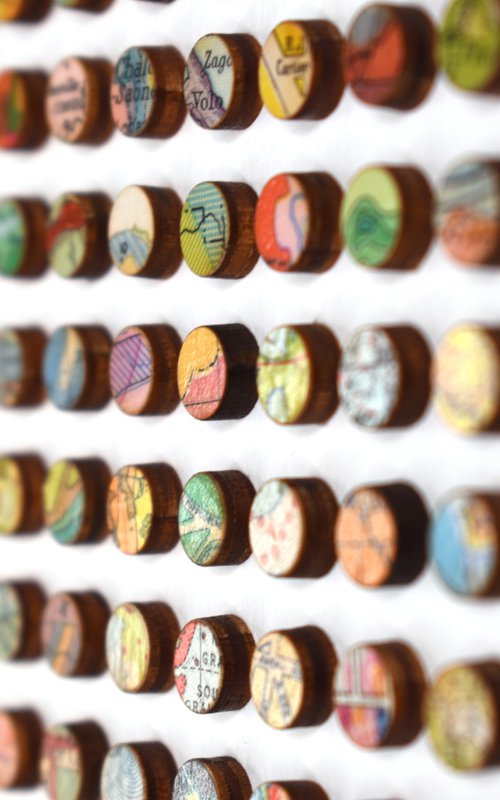 Miniature World Map Dots Collage by Amelia Coward