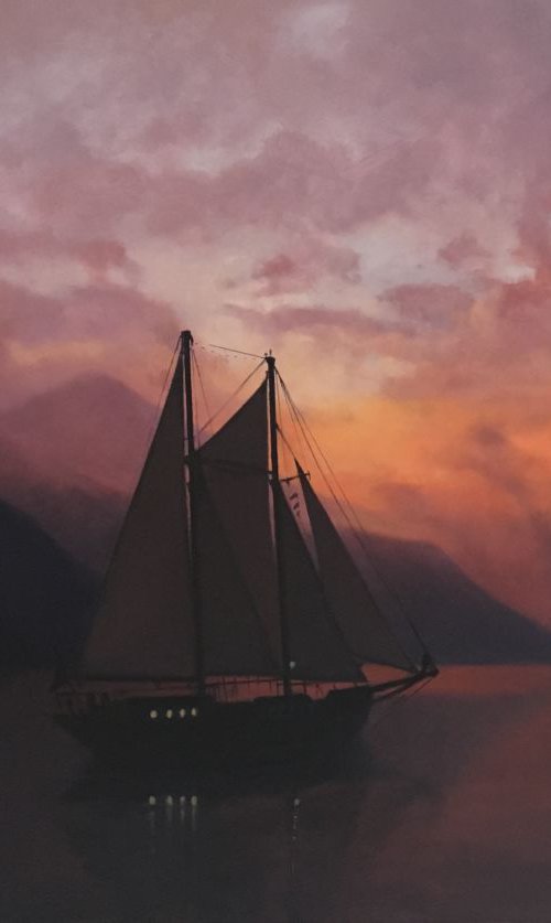 Crimson Sail - Lake Garda by Christopher  Gill