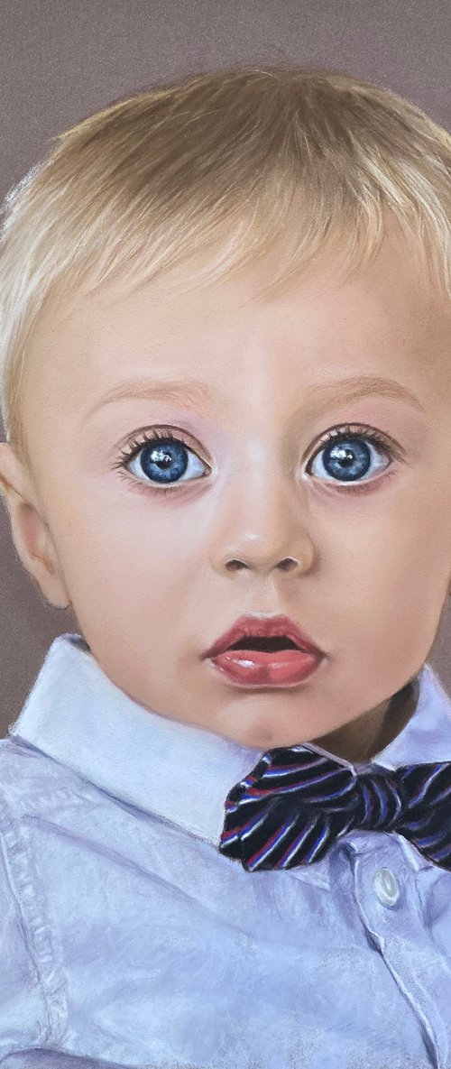 Custom pastel portrait. Portrait of a boy. Portrait of a child by Elena Bondarenko