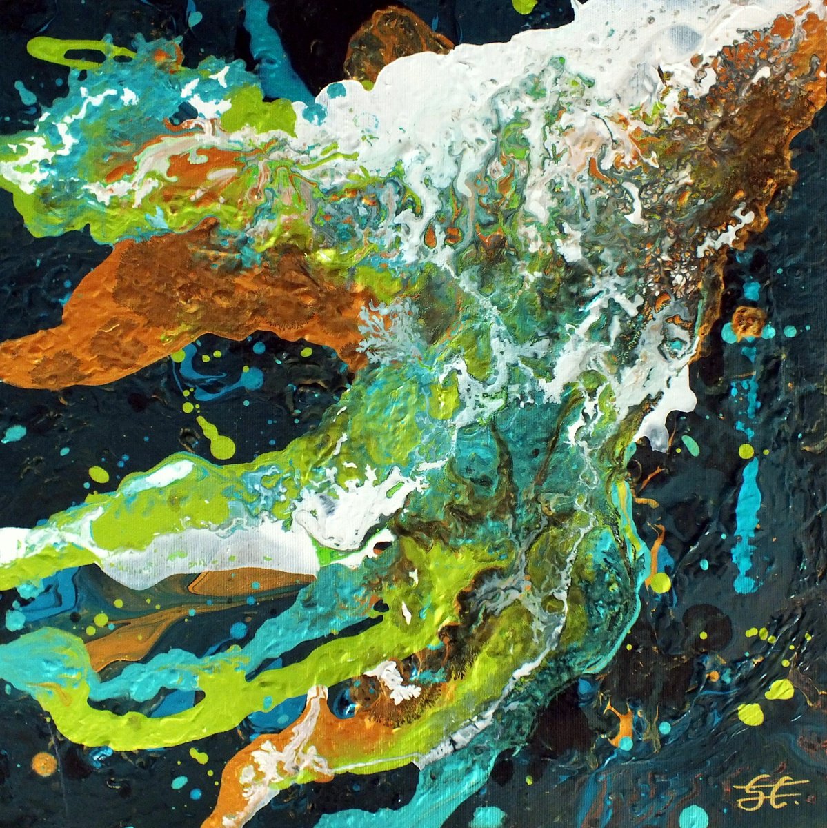 Abstract Acrylic Painting By Carla Sa Fernandes, 16 X 16, Hand, Original Artwork