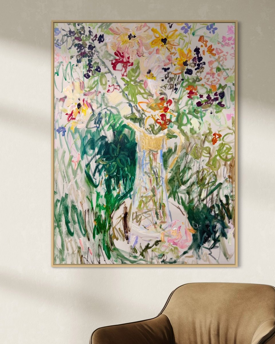 Expressive Oil Painting , Summer Flowers. By Lilia Orlova-Holmes, 36 X 48, Artwork For Sale On Artfinder