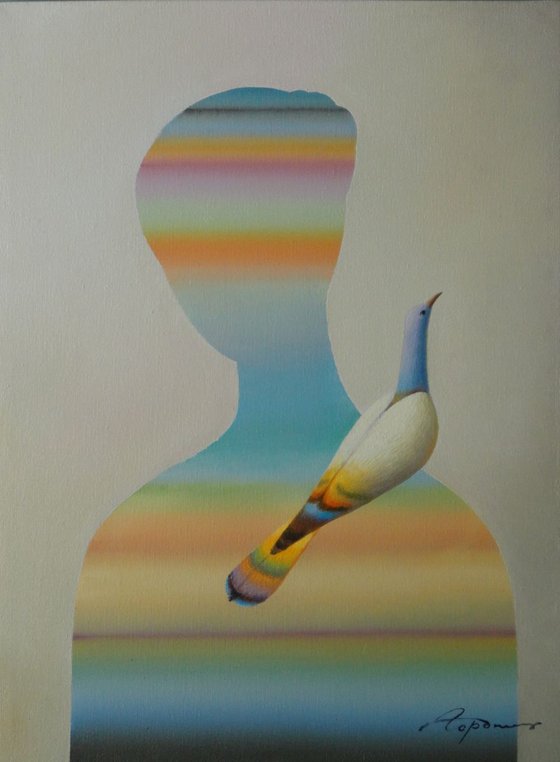 Singing Bird and Woman 16"x12"