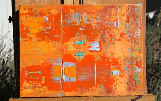 Abstract Orange Silver Teal Concept