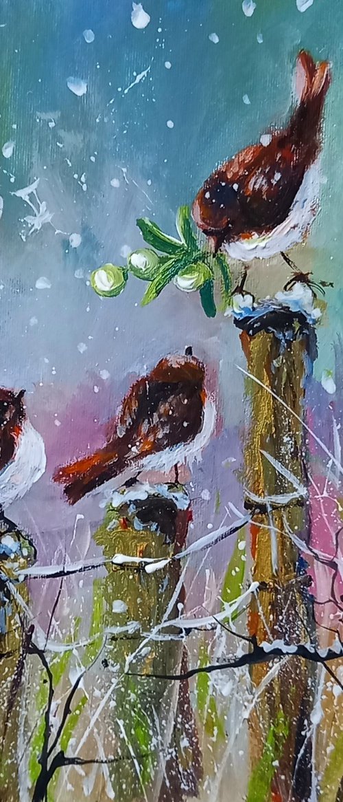 First snowfall with bird by Kovács Anna Brigitta