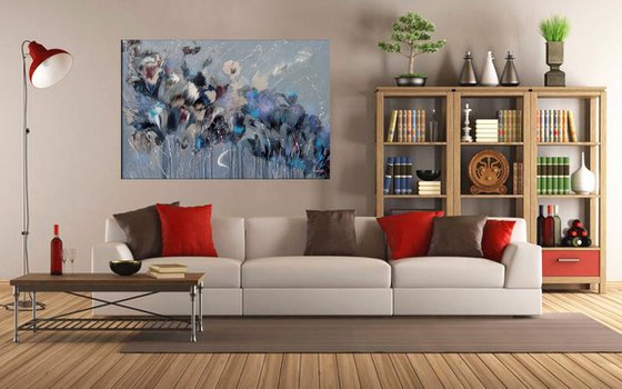"Flower melody-2" VERY LARGE Abstract Painting