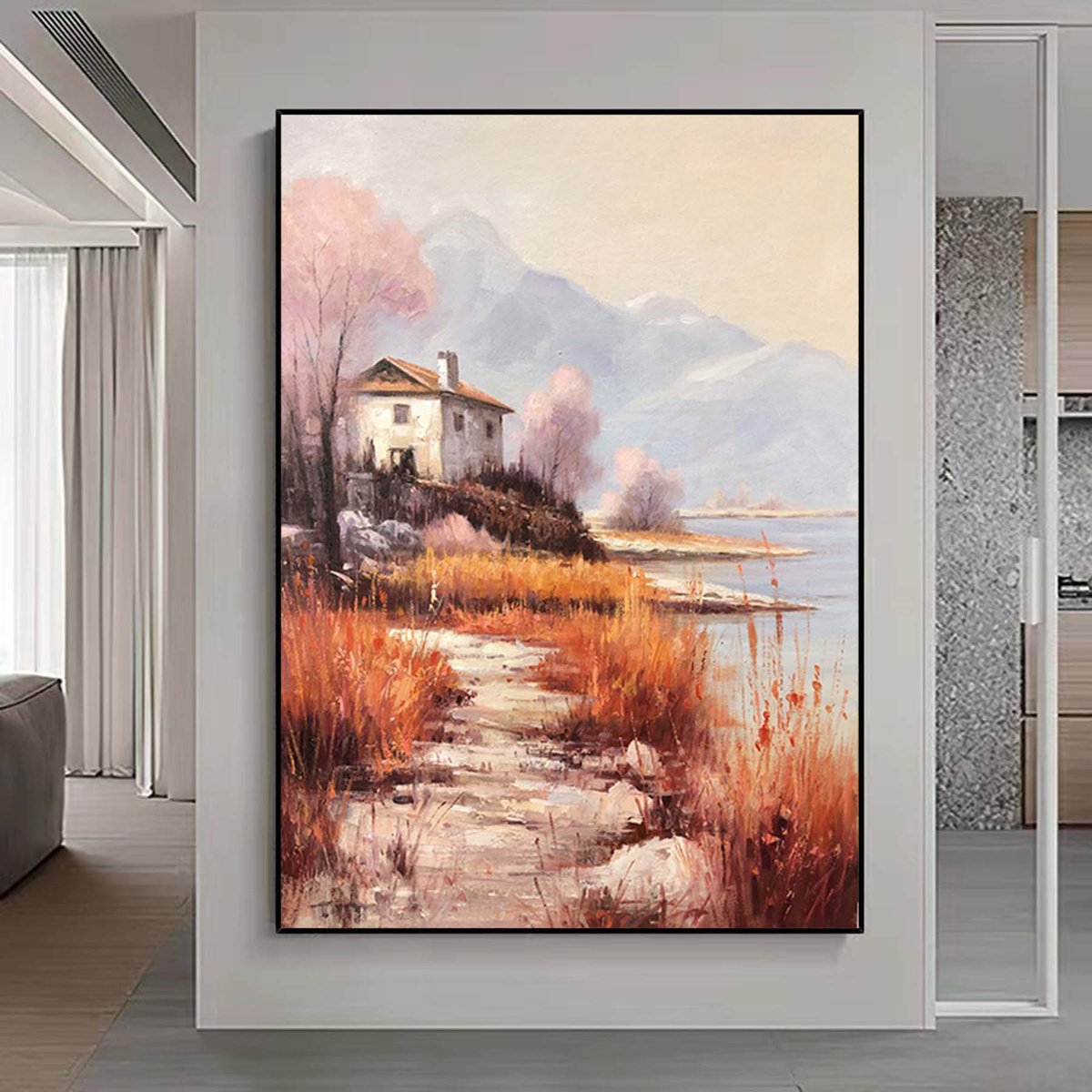 Impressionistic Landscape Oil Painting By Jianzhe Chon, 24 X 35, Landscape Z022, Original Artwork