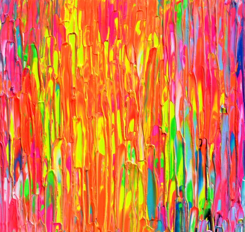 Happy Gypsy Girl Dancing in the Night XVIII - Large Relief Palette Knife Abstract by Soos Tiberiu