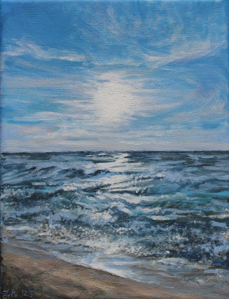 Impressionistic Landscape Acrylic Painting By Joanna Plenzler, 7 X 9, In The Bright Sun, Original Artwork