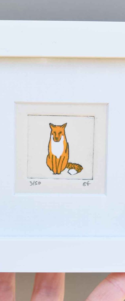 Mini framed fox by Sally Fisher