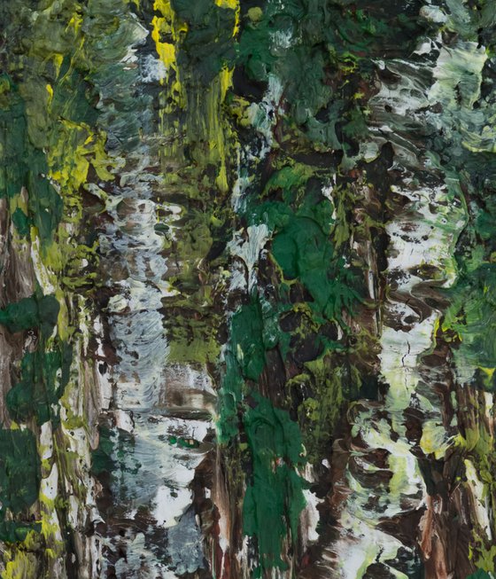 Birch Grove - expressive painting with strong textures