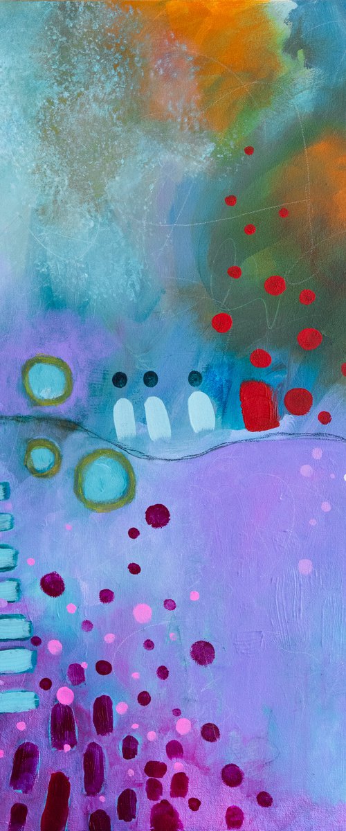 Nous y sommes - Original mixed-media colourful abstract painting - Ready to hang by Chantal Proulx