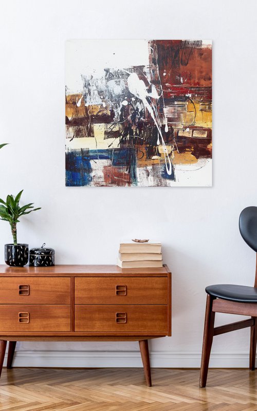 Brown and blue I, 80x80 by Abbie