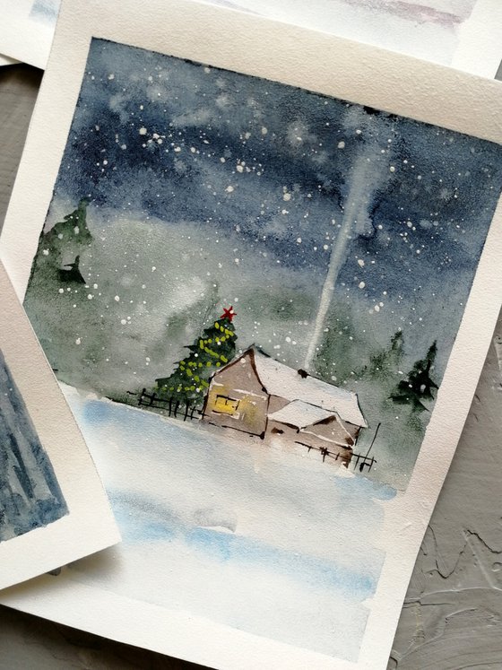 Christmas winter painting