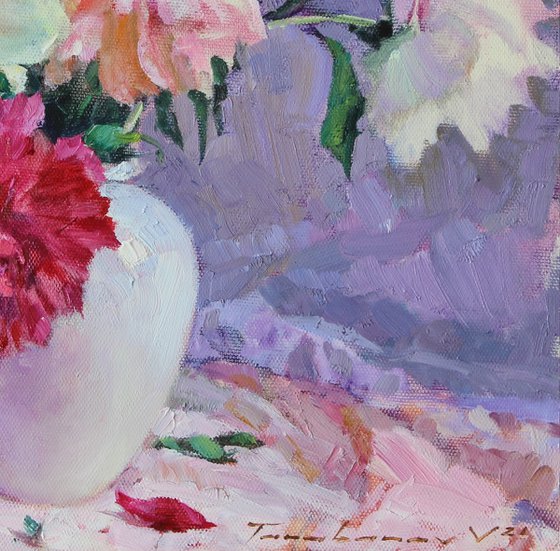 Still life with peonies